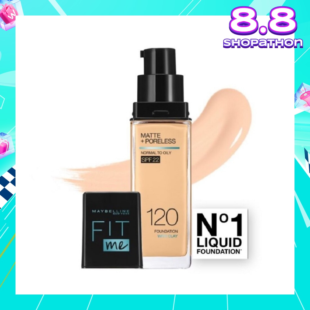 MAYBELLINE Fit Me Matte Poreless Liquid Foundation 120 Classic Ivory SPF 22 Pump 30ml