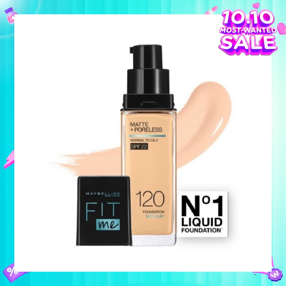 MAYBELLINE Fit Me Matte Poreless Liquid Foundation 120 Classic Ivory SPF 22 Pump 30ml