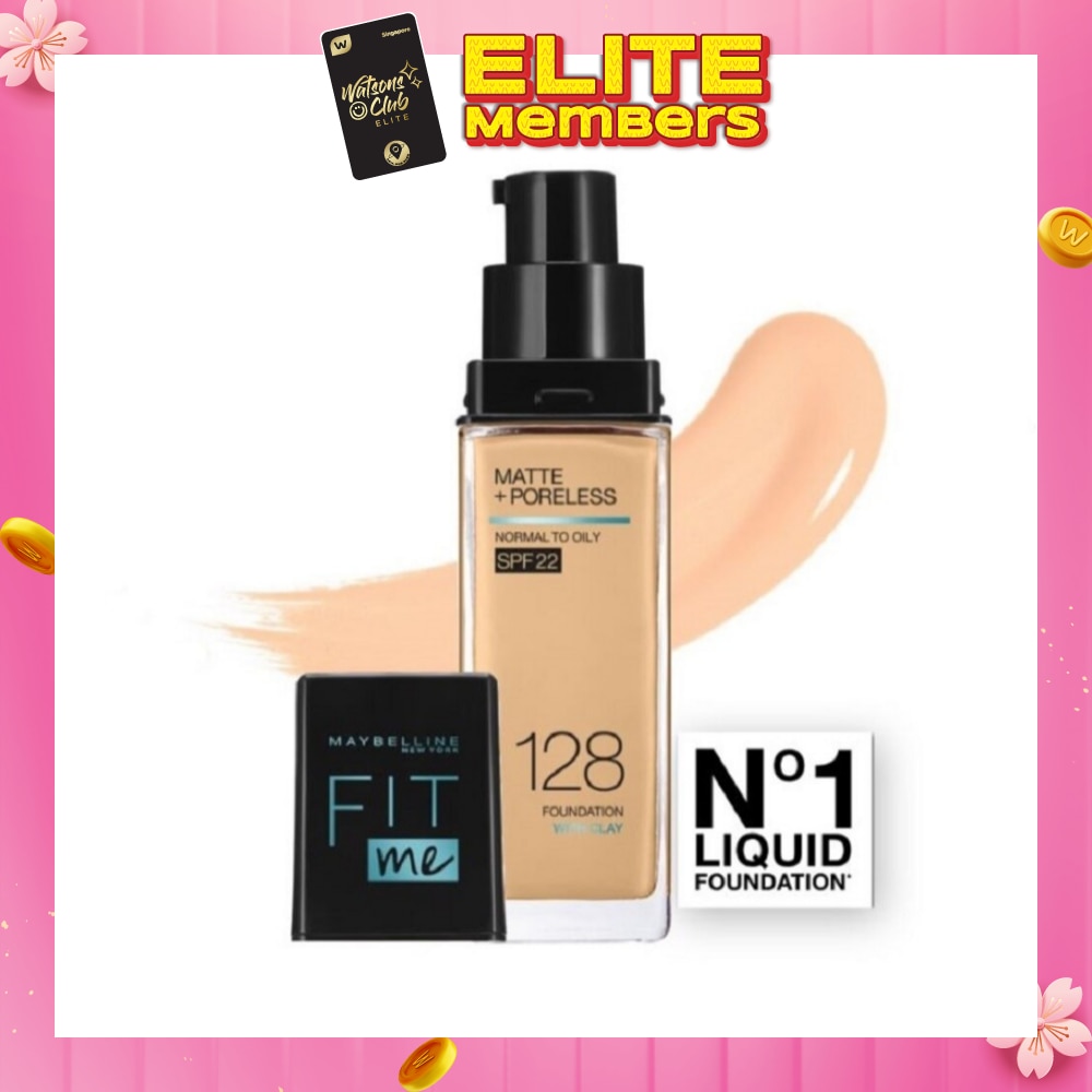MAYBELLINE Fit Me Matte Poreless Liquid Foundation 128 Warm Nude SPF 22 Pump 30ml