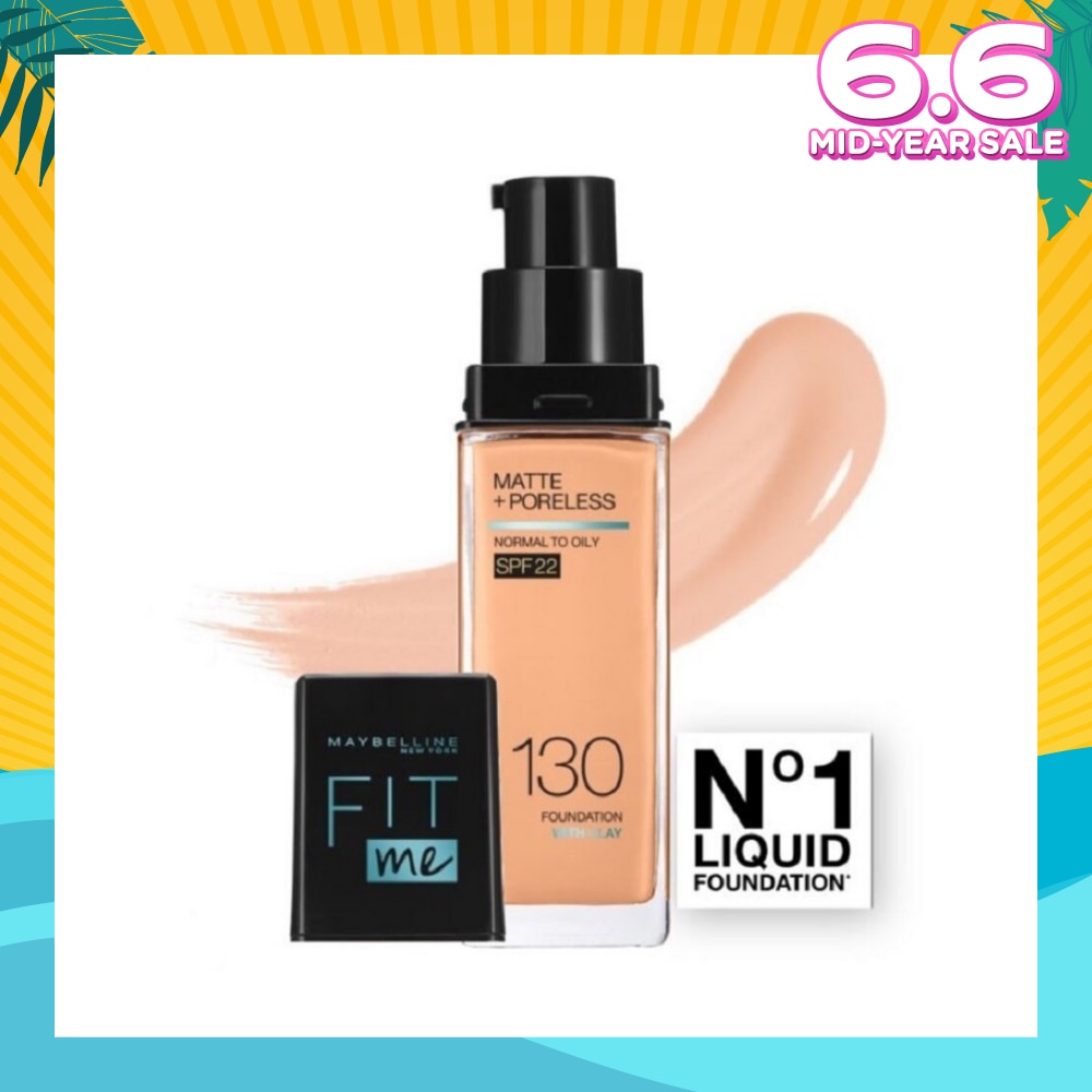 MAYBELLINE Fit Me Matte Poreless Liquid Foundation 130 Buff Beige SPF 22 Pump 30ml