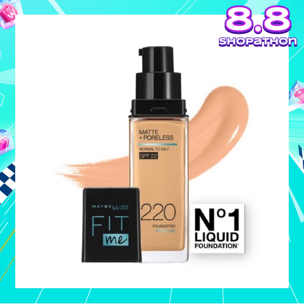 MAYBELLINE Fit Me Matte Poreless Liquid Foundation 220 Natural Beige SPF 22 Pump 30ml