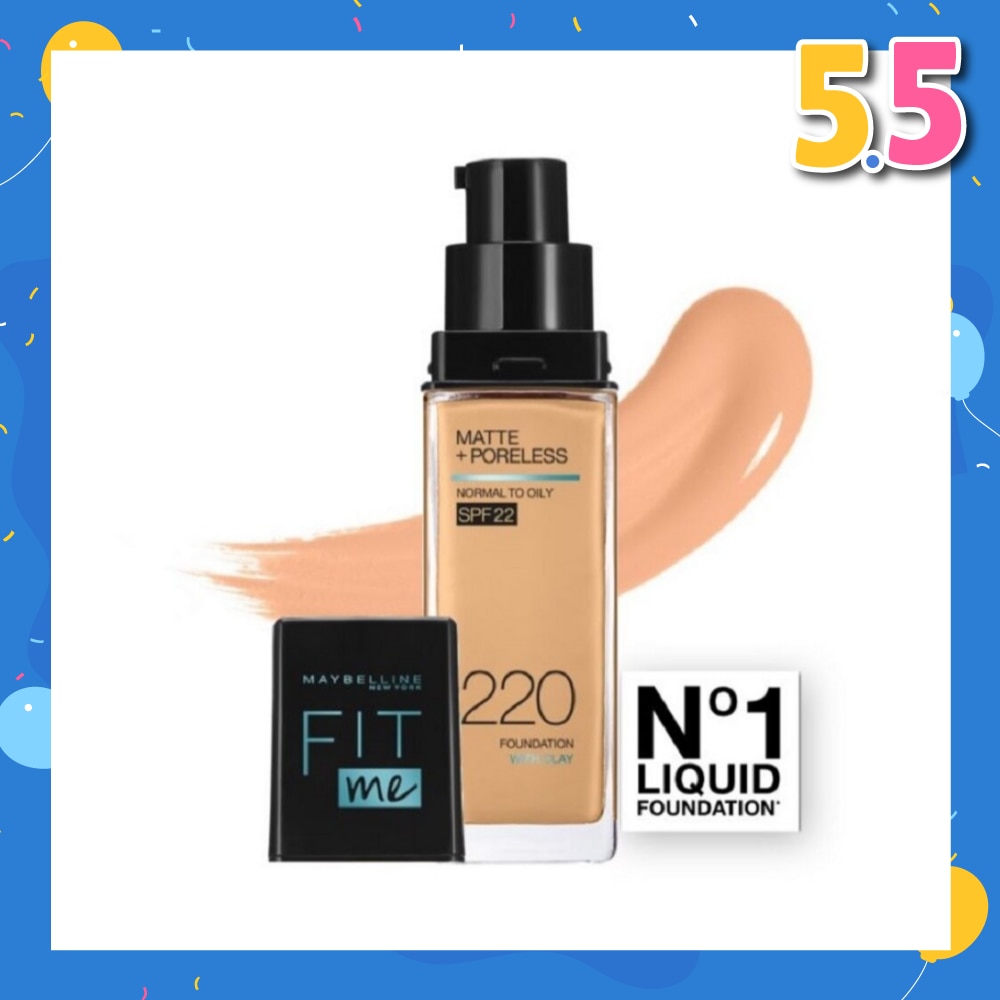 Fit Me Matte Poreless Liquid Foundation 220 Natural Beige SPF 22 Pump 30ml