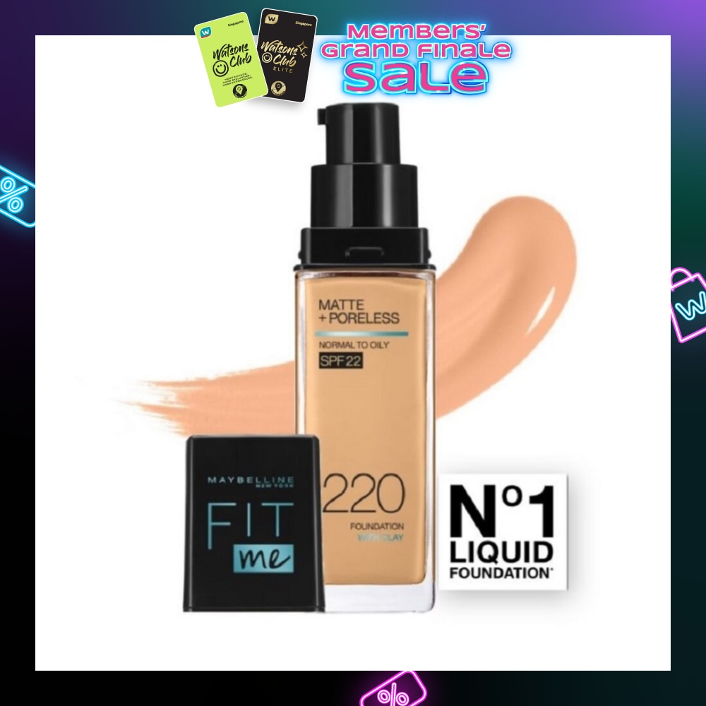 MAYBELLINE Fit Me Matte Poreless Liquid Foundation 220 Natural Beige SPF 22 Pump 30ml