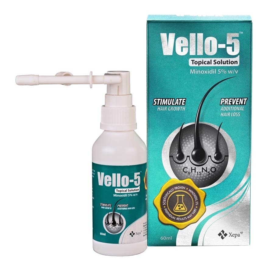 VELLO 5 Topical Solution (For Stimulating Hair Growth And Prevention of Additional Hair Loss in Men and Women) 60ml