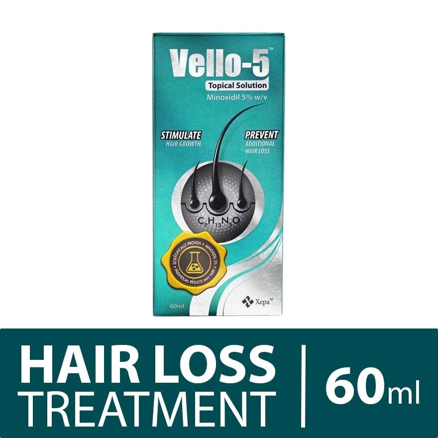 VELLO 5 Topical Solution (For Stimulating Hair Growth And Prevention of Additional Hair Loss in Men and Women) 60ml