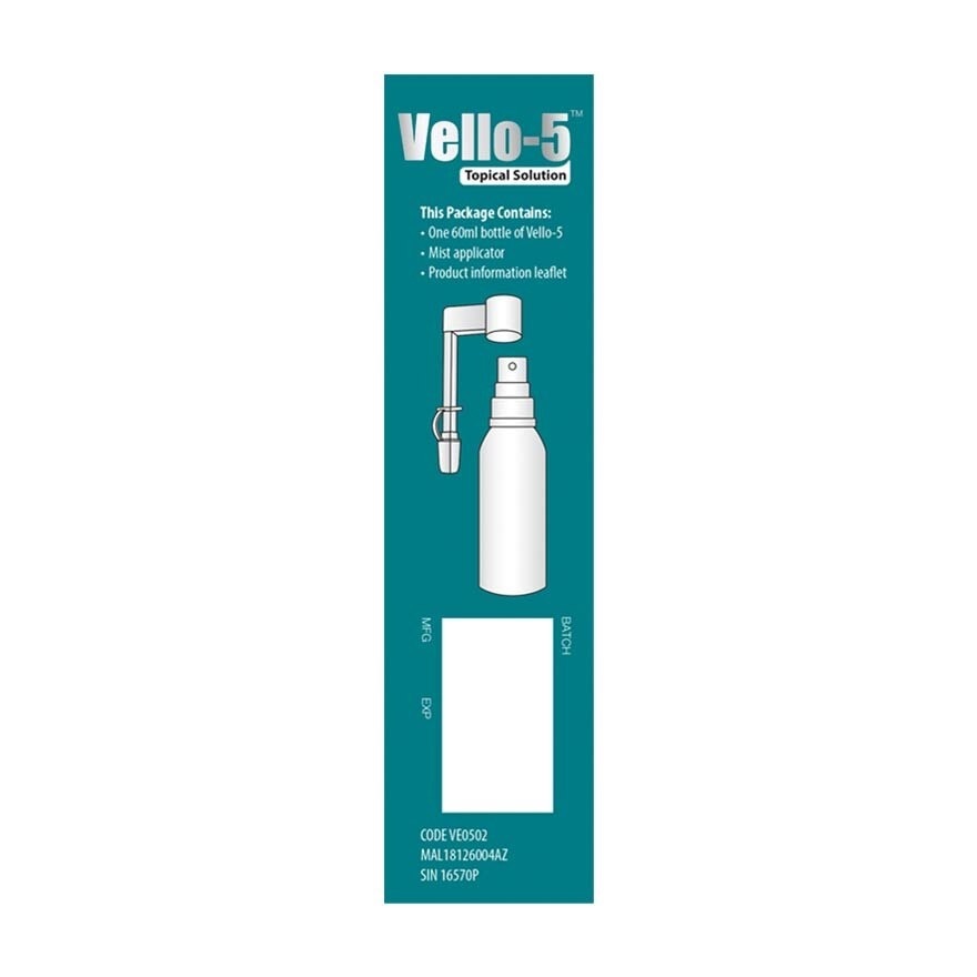 VELLO 5 Topical Solution (For Stimulating Hair Growth And Prevention of Additional Hair Loss in Men and Women) 60ml