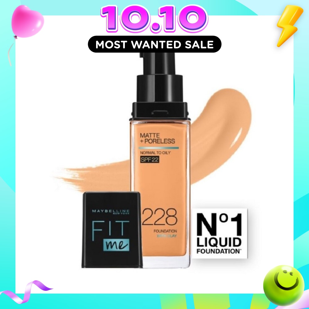 Fit Me Matte Poreless Liquid Foundation 228 Soft Tan SPF 22 Pump 30ml image