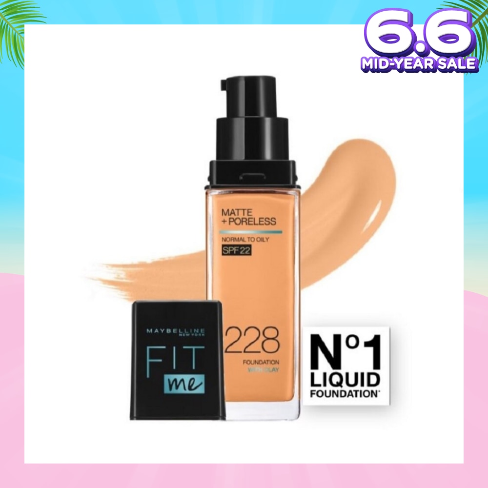 Fit Me Matte Poreless Liquid Foundation 228 Soft Tan SPF 22 Pump 30ml
