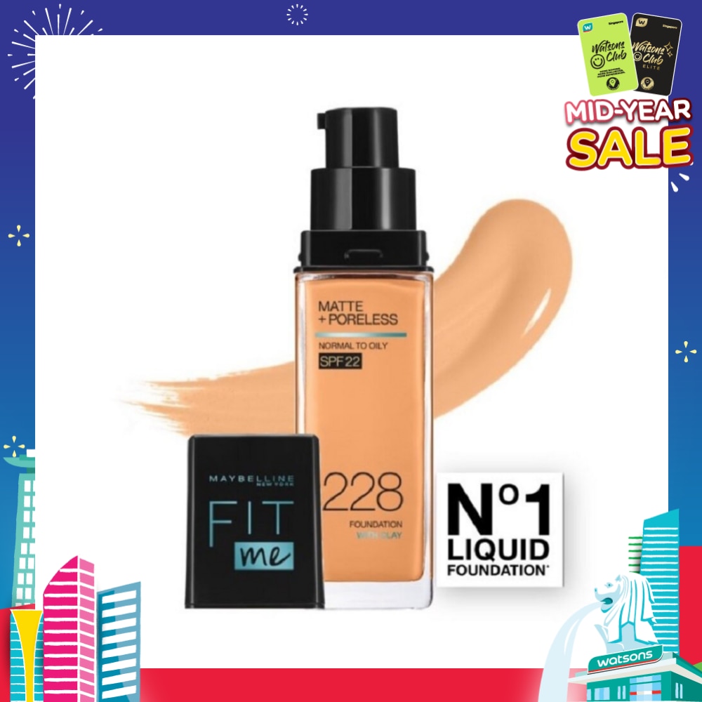 Fit Me Matte Poreless Liquid Foundation 228 Soft Tan SPF 22 Pump 30ml