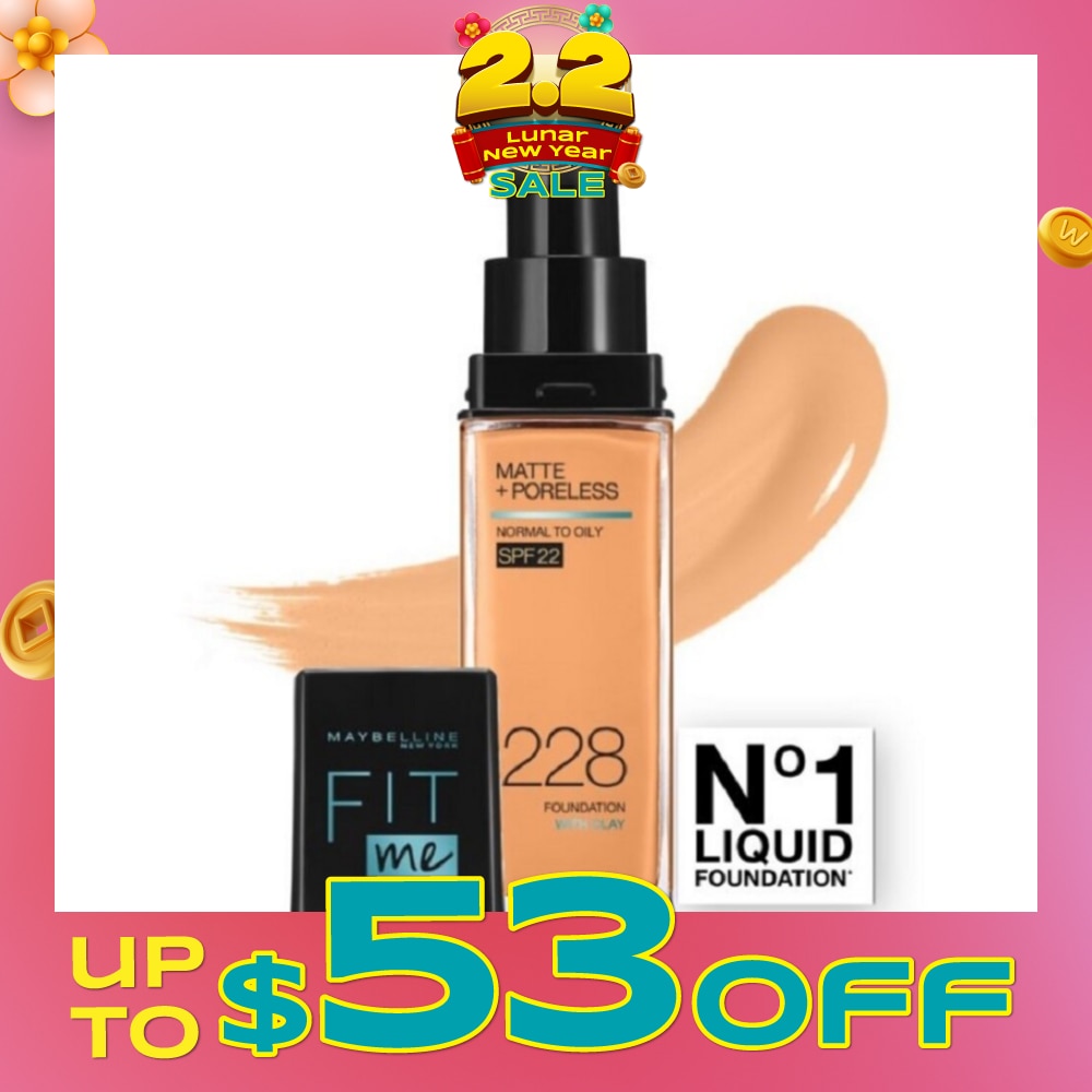 Fit Me Matte Poreless Liquid Foundation 228 Soft Tan SPF 22 Pump 30ml
