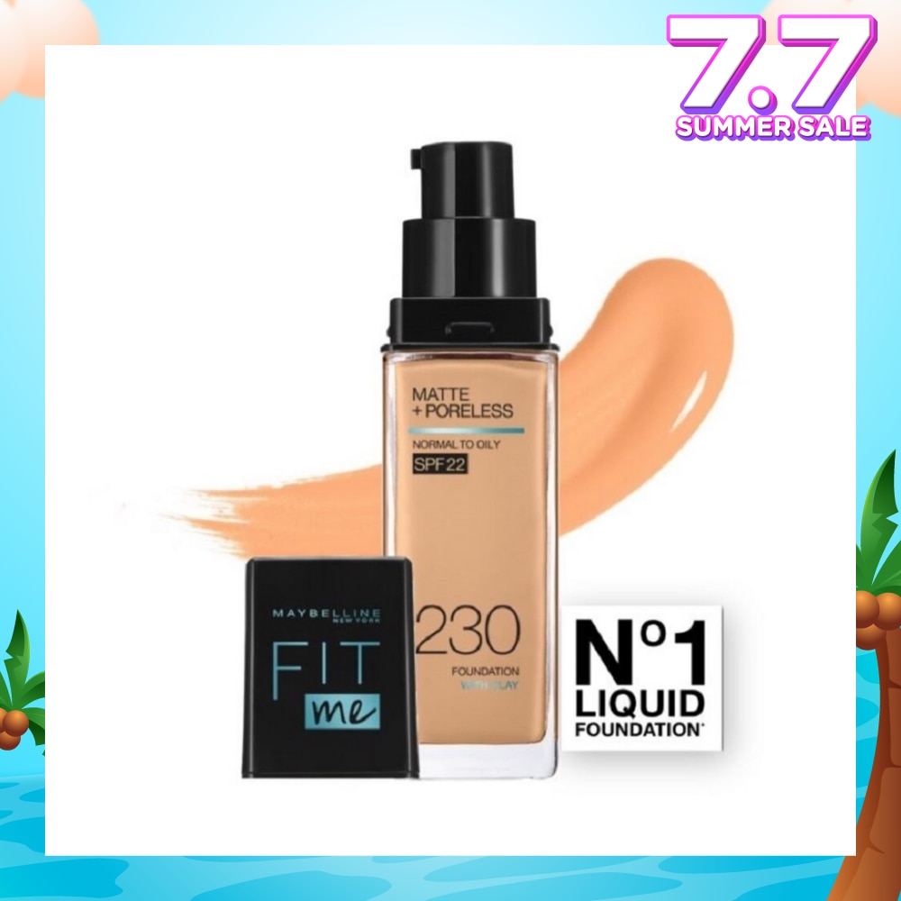 MAYBELLINE Fit Me Matte Poreless Liquid Foundation 230 Natural Buff SPF 22 Pump 30ml