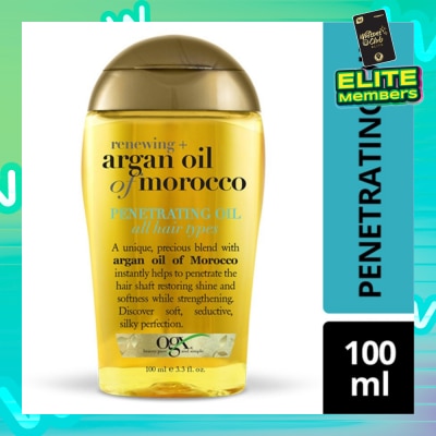 OGX Renewing Argan Oil Of Morocco Penetrating Oil (Restoring Shine And Softness While Strengthening, Protects From Styling Heat And Uv Damage) 100ml