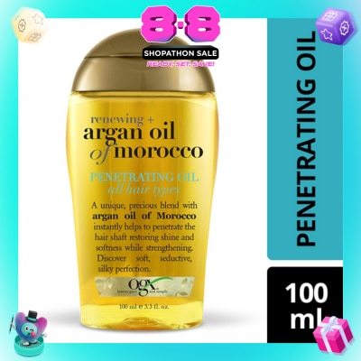 OGX - Renewing Argan Oil Of Morocco Penetrating Oil (Restoring Shine And Softness While Strengthening, Protects From Styling Heat And Uv Damage) 100ml