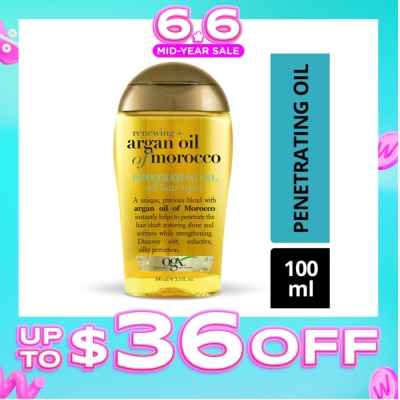 OGX - Renewing Argan Oil Of Morocco Penetrating Oil (Restoring Shine And Softness While Strengthening, Protects From Styling Heat And Uv Damage) 100ml