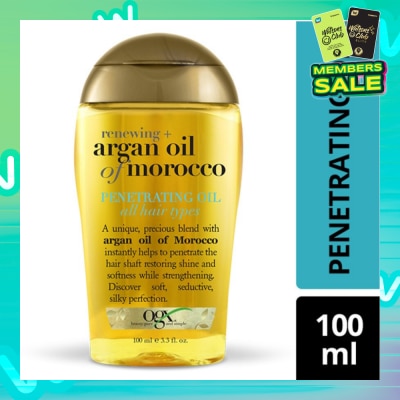 OGX Renewing Argan Oil Of Morocco Penetrating Oil (Restoring Shine And Softness While Strengthening, Protects From Styling Heat And Uv Damage) 100ml