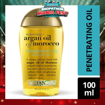 OGX - Renewing Argan Oil Of Morocco Penetrating Oil (Restoring Shine And Softness While Strengthening, Protects From Styling Heat And Uv Damage) 100ml