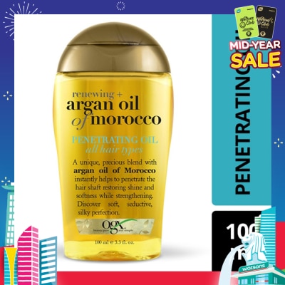 OGX Renewing Argan Oil Of Morocco Penetrating Oil (Restoring Shine And Softness While Strengthening, Protects From Styling Heat And Uv Damage) 100ml