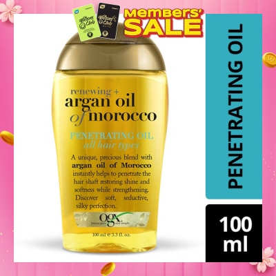 OGX Renewing Argan Oil Of Morocco Penetrating Oil (Restoring Shine And Softness While Strengthening, Protects From Styling Heat And Uv Damage) 100ml