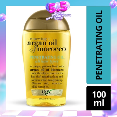 OGX - Renewing Argan Oil Of Morocco Penetrating Oil (Restoring Shine And Softness While Strengthening, Protects From Styling Heat And Uv Damage) 100ml