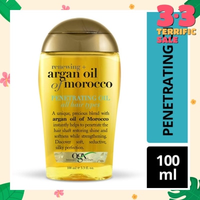 OGX Renewing Argan Oil Of Morocco Penetrating Oil (Restoring Shine And Softness While Strengthening, Protects From Styling Heat And Uv Damage) 100ml