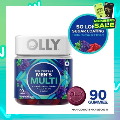OLLY Perfect Men’s Gummy Multivitamins Chewable Supplement (with Vitamins A, C, D, E, B, Zinc) 45 Day Supply 90s