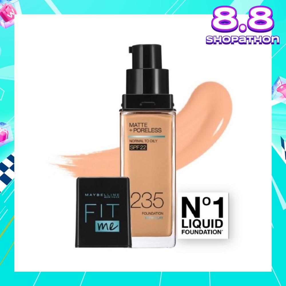 MAYBELLINE Fit Me Matte Poreless Liquid Foundation 235 Pure Beige SPF 22 Pump 30ml