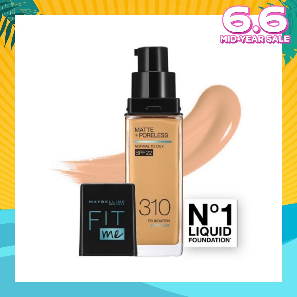 MAYBELLINE Fit Me Matte Poreless Liquid Foundation 310 Sun Beige SPF 22 Pump 30ml