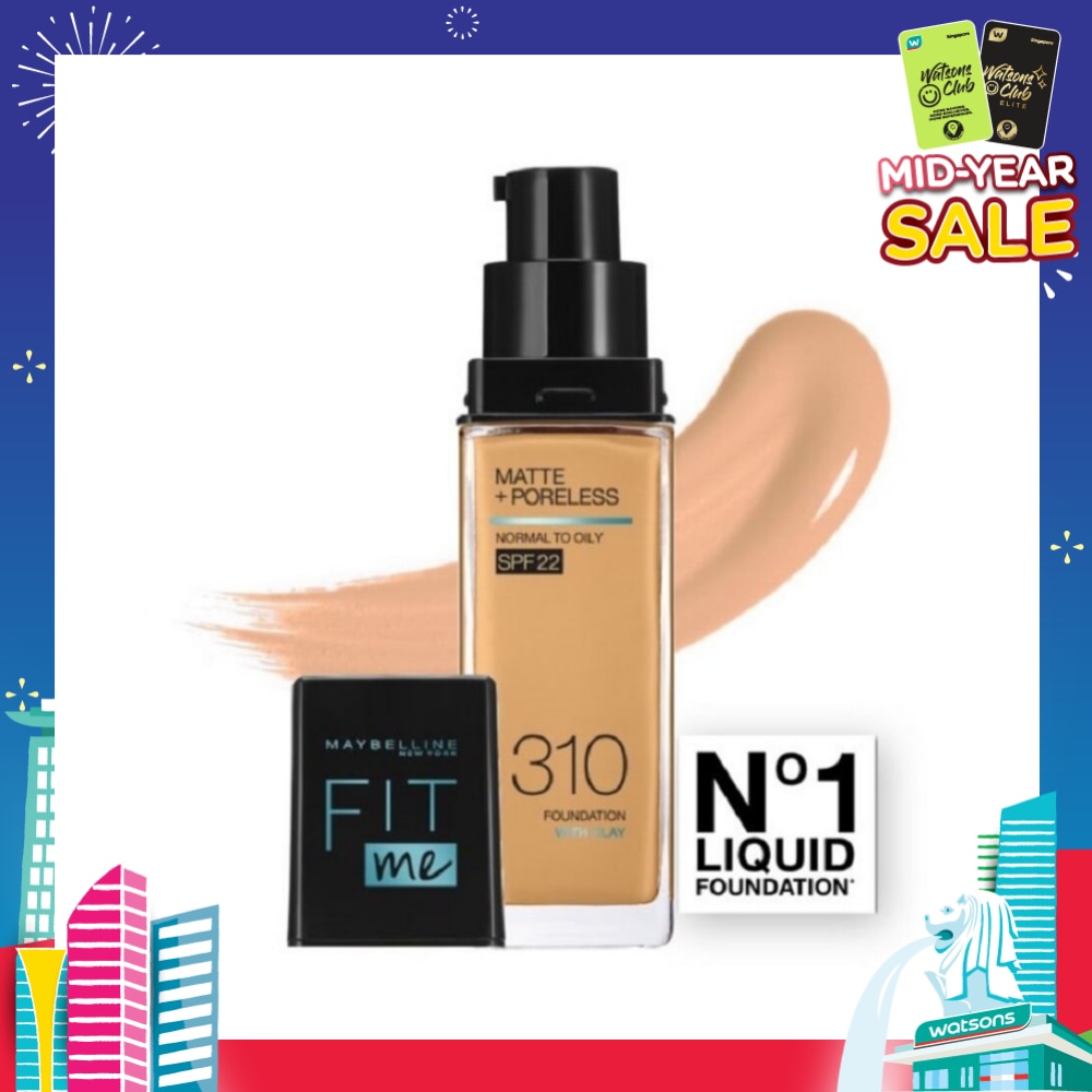 MAYBELLINE Fit Me Matte Poreless Liquid Foundation 310 Sun Beige SPF 22 Pump 30ml