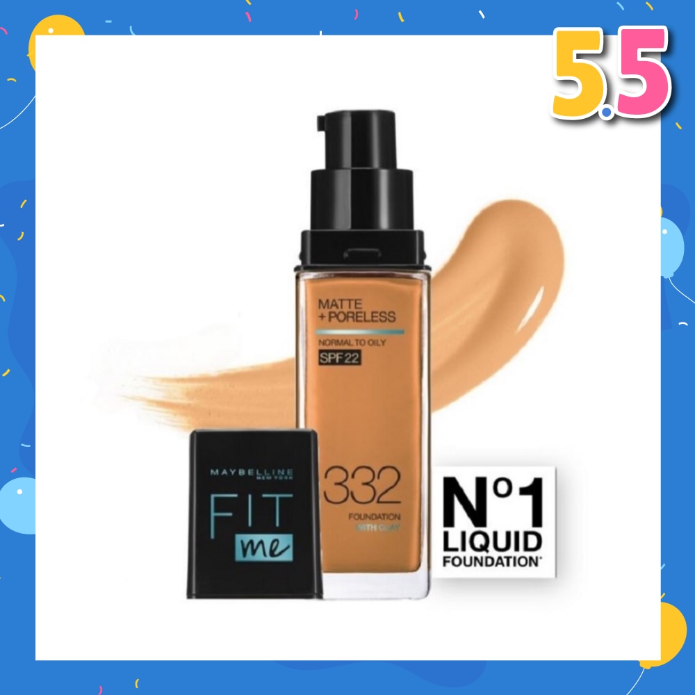 Fit Me Matte Poreless Liquid Foundation 332 Golden Caramel SPF 22 Pump 30ml
