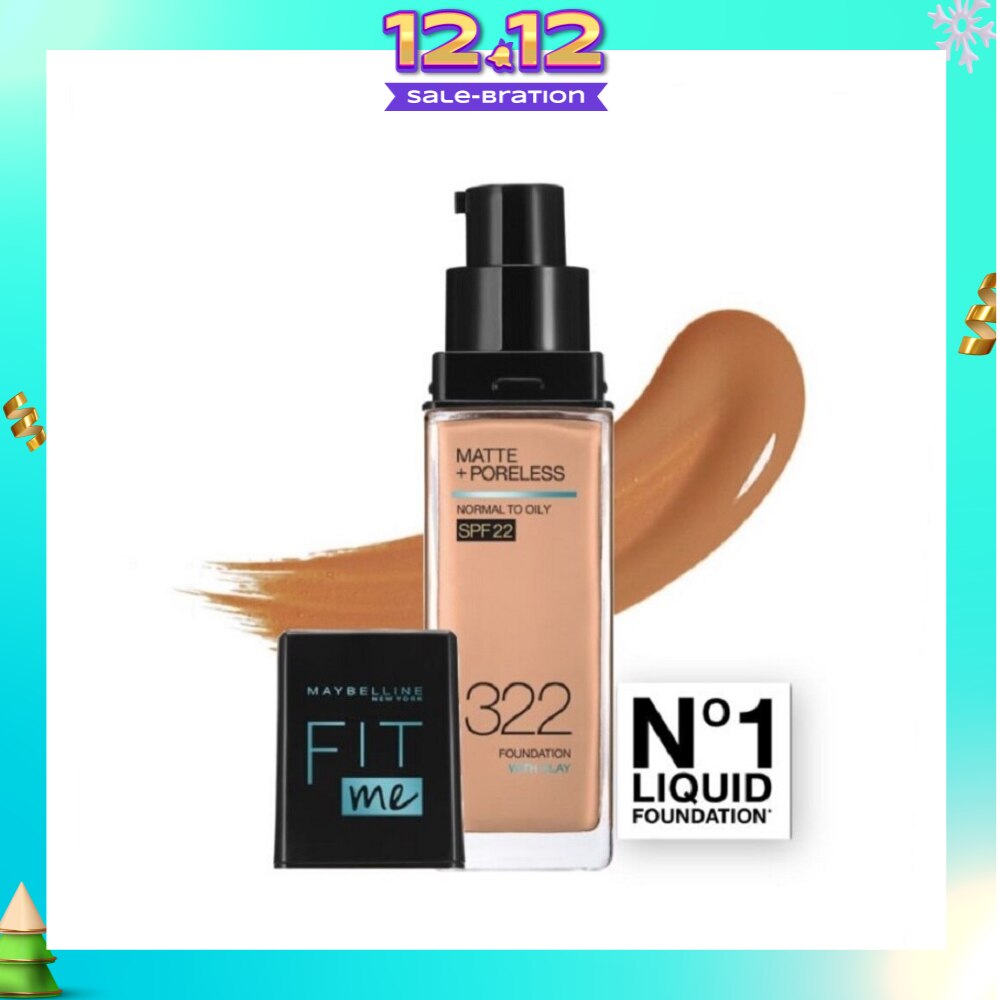 MAYBELLINE Fit Me Matte Poreless Liquid Foundation 322 Warm Honey SPF 22 Pump 30ml
