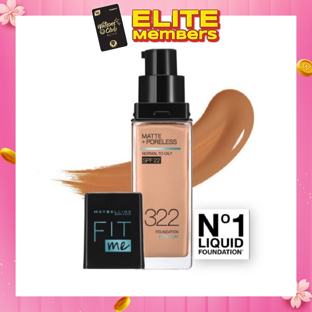MAYBELLINE Fit Me Matte Poreless Liquid Foundation 322 Warm Honey SPF 22 Pump 30ml