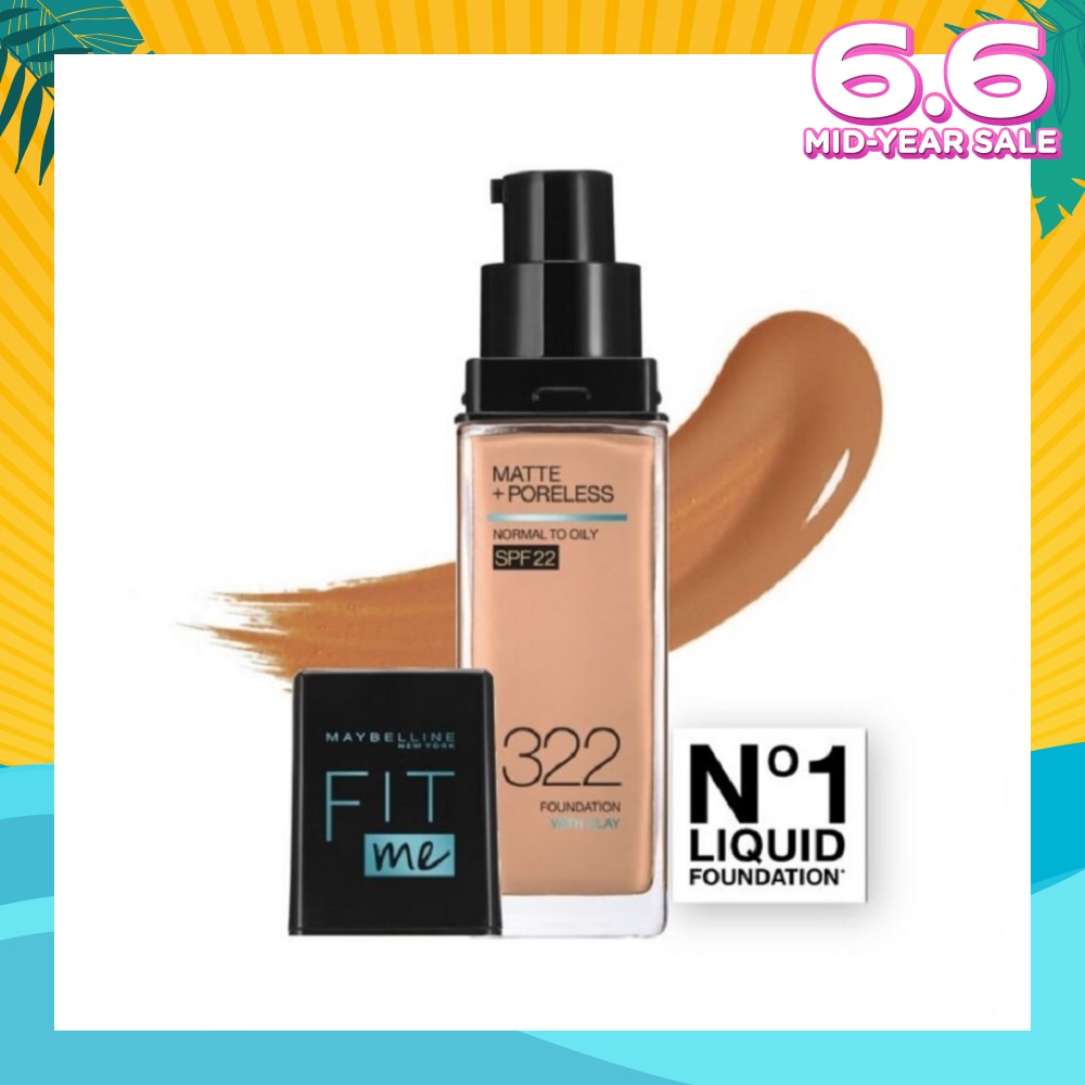 Fit Me Matte Poreless Liquid Foundation 322 Warm Honey SPF 22 Pump 30ml