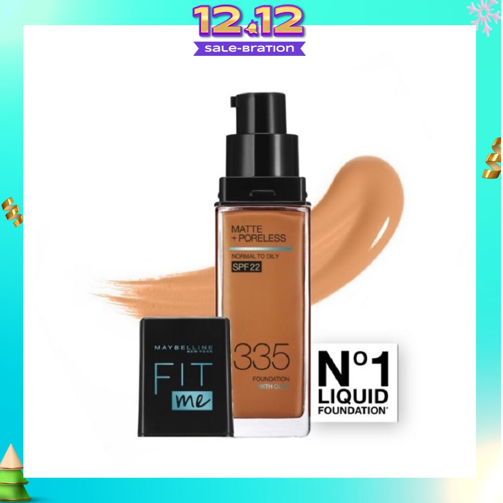 MAYBELLINE Fit Me Matte Poreless Liquid Foundation 335 Classic Tan SPF 22 Pump 30ml