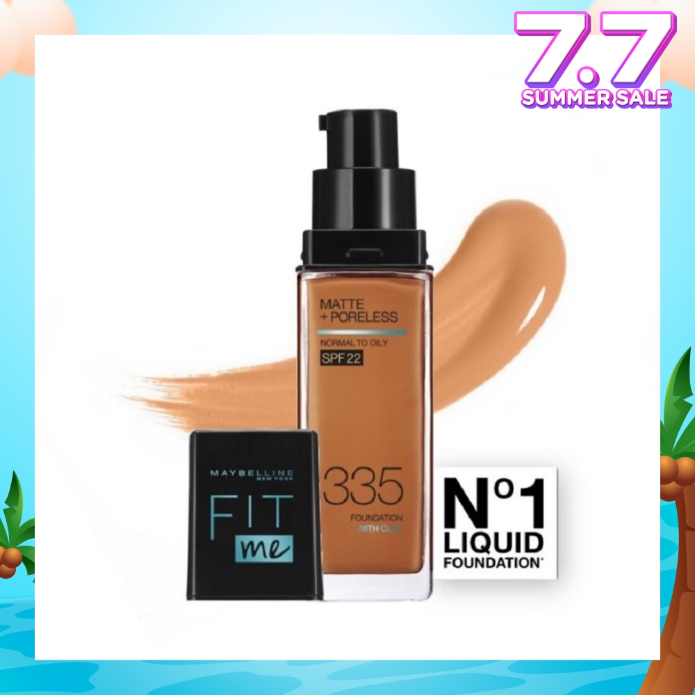 MAYBELLINE Fit Me Matte Poreless Liquid Foundation 335 Classic Tan SPF 22 Pump 30ml