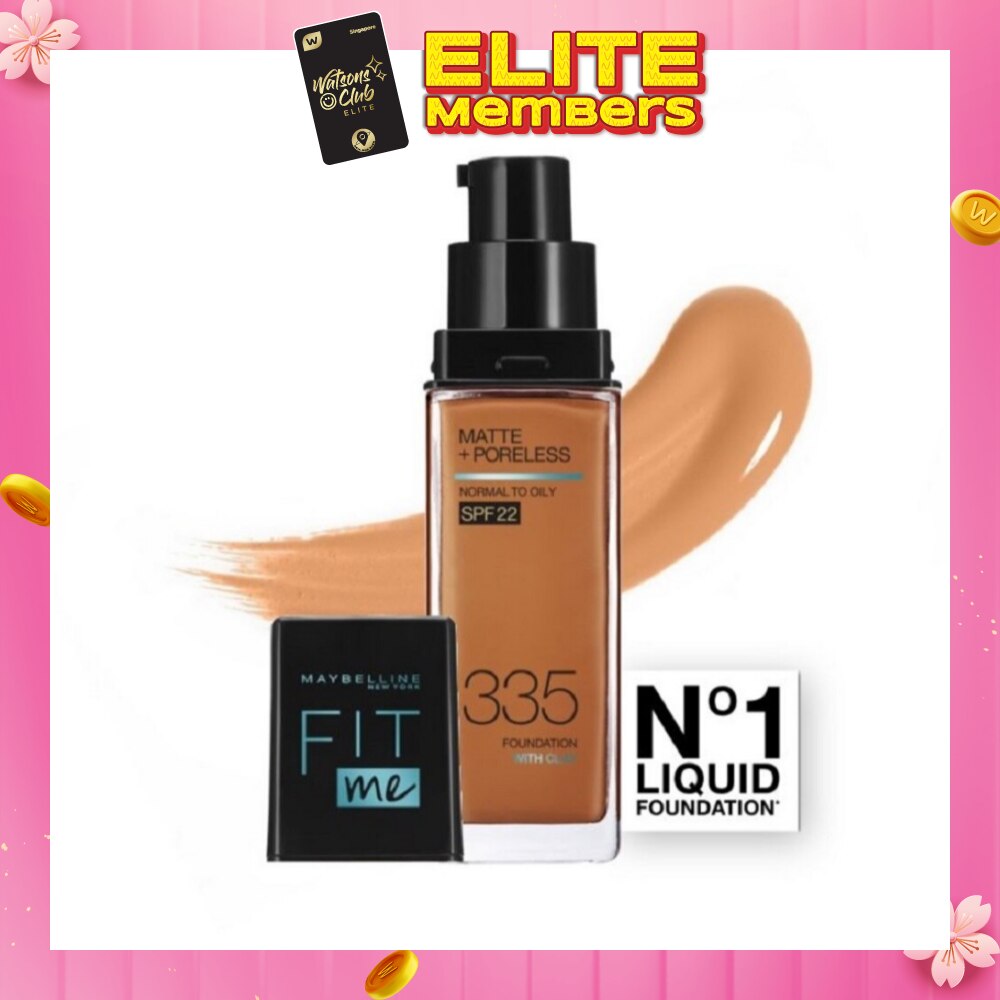MAYBELLINE Fit Me Matte Poreless Liquid Foundation 335 Classic Tan SPF 22 Pump 30ml