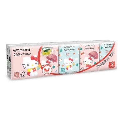 WATSONS Hello Kitty Velvety Soft Mini Hankies (Ultra Soft, Strong And Absorbent) 3Ply, 10s x 10