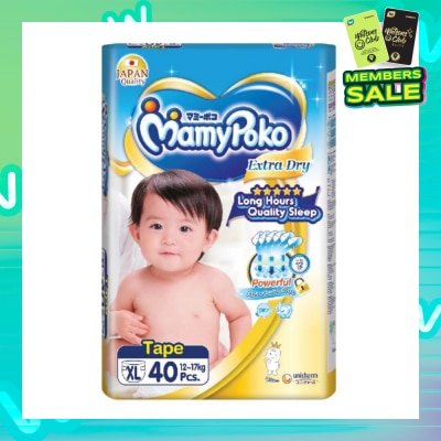 MAMYPOKO Extra Dry Tape Size XL (for 12kg to 17kg) 40s (Expiry: Oct`2025)