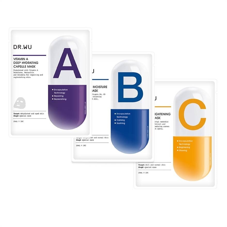 Vitamin A To C Deep Hydrating Capsule Mask Set (Increase Skin Moisture, Improve Skin Elasticity, Help Repair And Replenish Skin, Improve Skin Hydration And Create Softer, Smoother, Healthier Skin, Refine Loss Of Elasticity, Dull And Uneven Skin Tone) 10s