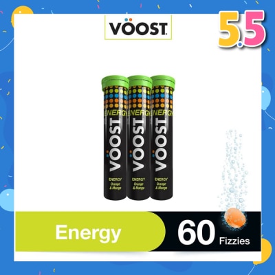VOOST Energy Effervescent Vitamin Tablet Orange Mango (Support Energy Production + Mental Focus) 60s