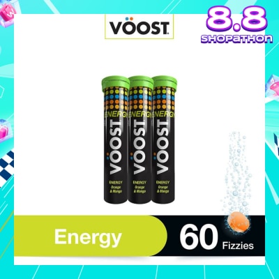 VOOST Energy Effervescent Vitamin Tablet Orange Mango (Support Energy Production + Mental Focus) 60s