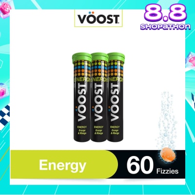 VOOST Energy Effervescent Vitamin Tablet Orange Mango (Support Energy Production + Mental Focus) 60s