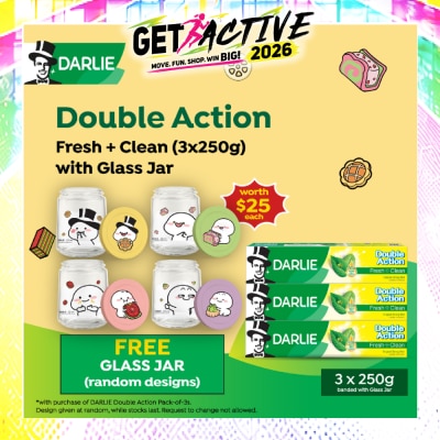 DARLIE - Double Action Fresh + Clean 250g x 3s + Quby Glass Jar (Design Packed Random) 1s image