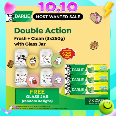 DARLIE Double Action Fresh + Clean 250g x 3s + Quby Glass Jar (Design Packed Random) 1s image