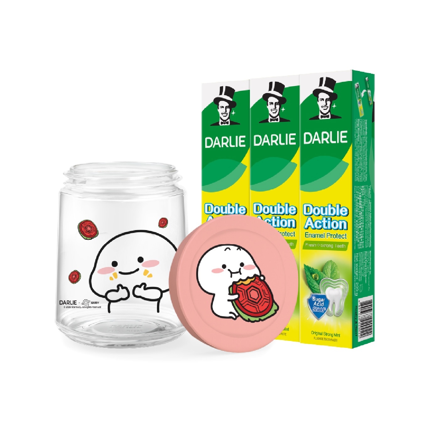 Double Action Enamel Protect 200g x 3s + Quby Glass Jar (Design Packed Random) 1s