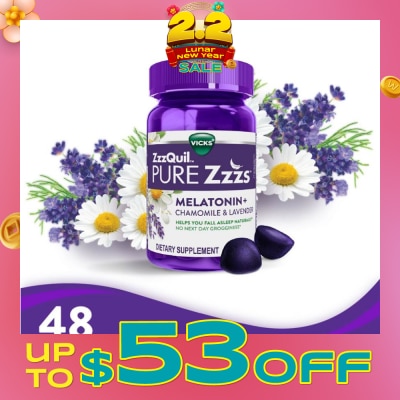 ZZZQUIL Pure Zzzs Melatonin Sleep Aid Gummies (Helps You Fall Asleep Naturally) 48s (Expiry: Jul`2026)