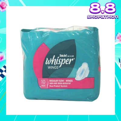 WHISPER Regular Flow with Wings Sanitary Napkin 10pads