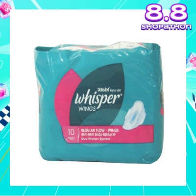 WHISPER Regular Flow with Wings Sanitary Napkin 10pads