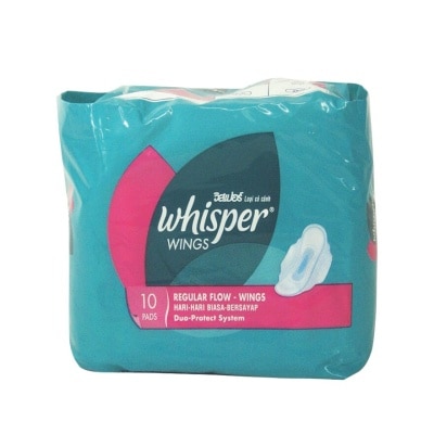 WHISPER Regular Flow with Wings Sanitary Napkin 10pads