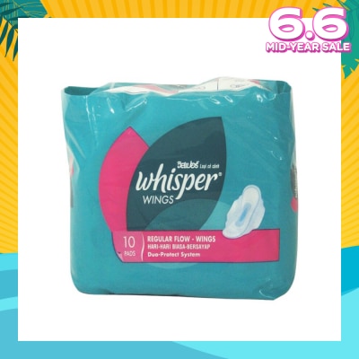 WHISPER Regular Flow with Wings Sanitary Napkin 10pads