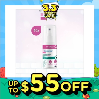 CERADAN CERAMOZ Natural Mosquito Repellent Spray (Cyclized Eucalyptus, Citriodora Oil, Dermatologically Tested, Sweat Resistant) 60ml